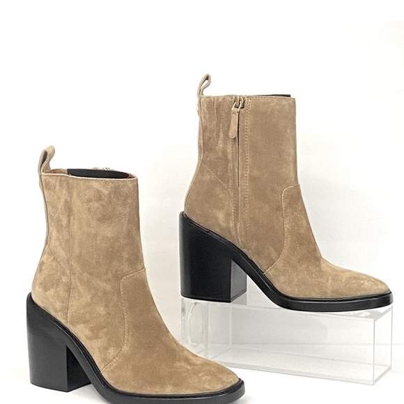 NEW TORY BURCH SIERRA HEELED ANKLE BOOT TAN SUEDE - Picture 3 of 6